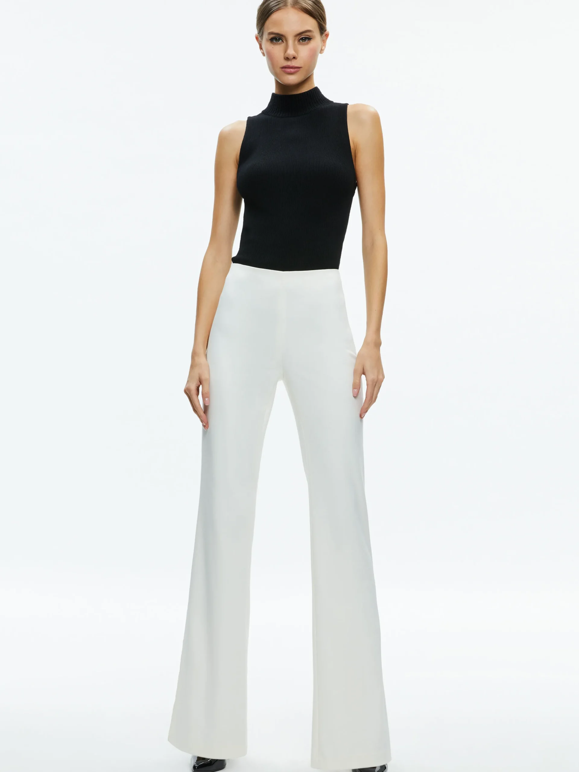 Alice and Olivia LARA SIDE SLIT PANT ECRU*CLOTHING