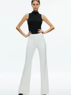 Alice and Olivia LARA SIDE SLIT PANT ECRU*CLOTHING