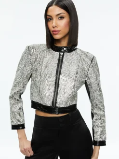 Alice and Olivia LARI CRYSTAL EMBELLISHED LEATHER JACKET BLACK/CRYSTAL*FEATURED SHOPS | CLOTHING