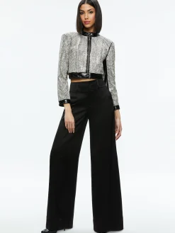 Alice and Olivia LARI CRYSTAL EMBELLISHED LEATHER JACKET BLACK/CRYSTAL*FEATURED SHOPS | CLOTHING