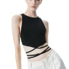 Alice and Olivia LATIA STRAPPY TIE WAIST KNIT TANK BLACK*CLOTHING