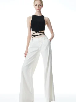 Alice and Olivia LATIA STRAPPY TIE WAIST KNIT TANK BLACK*CLOTHING