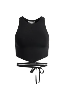 Alice and Olivia LATIA STRAPPY TIE WAIST KNIT TANK BLACK*CLOTHING