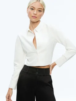Alice and Olivia LEON CROPPED VEGAN LEATHER BUTTON DOWN *FEATURED SHOPS | FEATURED SHOPS | CLOTHING