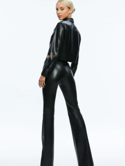 Alice and Olivia LEON CROPPED VEGAN LEATHER BUTTON DOWN *FEATURED SHOPS | FEATURED SHOPS | CLOTHING