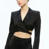 Alice and Olivia LEONE CROPPED WRAP BLAZER + MAME HIGH RISE WIDE LEG PANT *CLOTHING