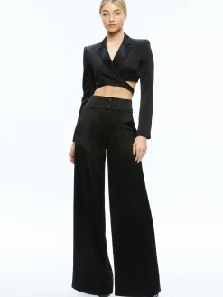 Alice and Olivia LEONE CROPPED WRAP BLAZER BLACK*CLOTHING | CLOTHING