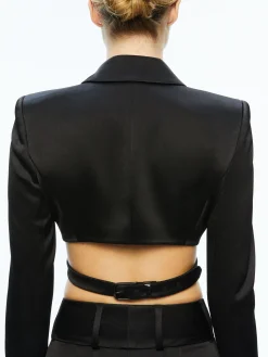 Alice and Olivia LEONE CROPPED WRAP BLAZER + MAME HIGH RISE WIDE LEG PANT *CLOTHING
