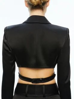 Alice and Olivia LEONE CROPPED WRAP BLAZER BLACK*CLOTHING | CLOTHING