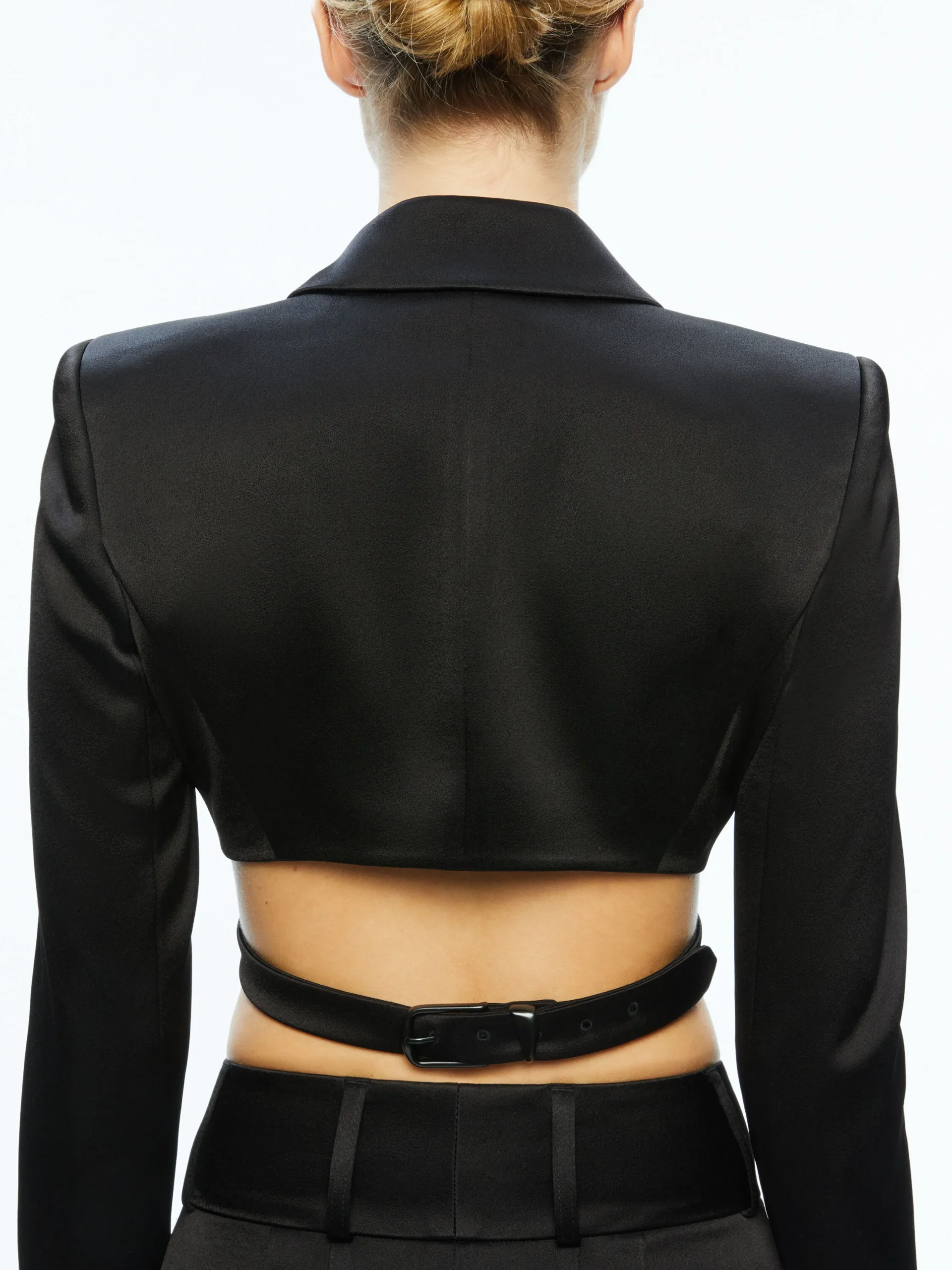 Alice and Olivia LEONE CROPPED WRAP BLAZER BLACK*CLOTHING | CLOTHING
