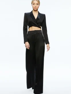 Alice and Olivia LEONE CROPPED WRAP BLAZER + MAME HIGH RISE WIDE LEG PANT *CLOTHING