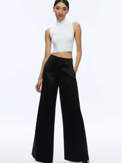 Alice and Olivia LEONE CROPPED WRAP BLAZER + MAME HIGH RISE WIDE LEG PANT *CLOTHING