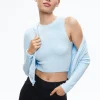 Alice and Olivia LIDELL CROPPED ZIP UP HOODIE LIGHT ICE*CLOTHING