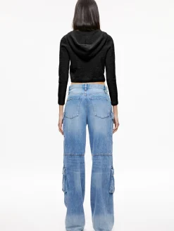 Alice and Olivia LIDELL CROPPED ZIP UP HOODIE *CLOTHING | CLOTHING