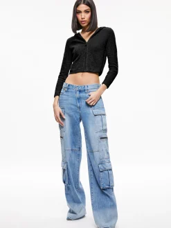 Alice and Olivia LIDELL CROPPED ZIP UP HOODIE *CLOTHING | CLOTHING
