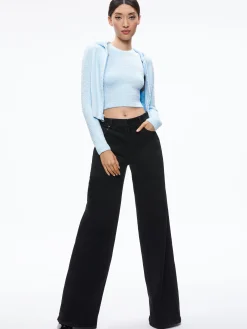 Alice and Olivia LIDELL CROPPED ZIP UP HOODIE LIGHT ICE*CLOTHING