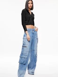 Alice and Olivia LIDELL CROPPED ZIP UP HOODIE *CLOTHING | CLOTHING