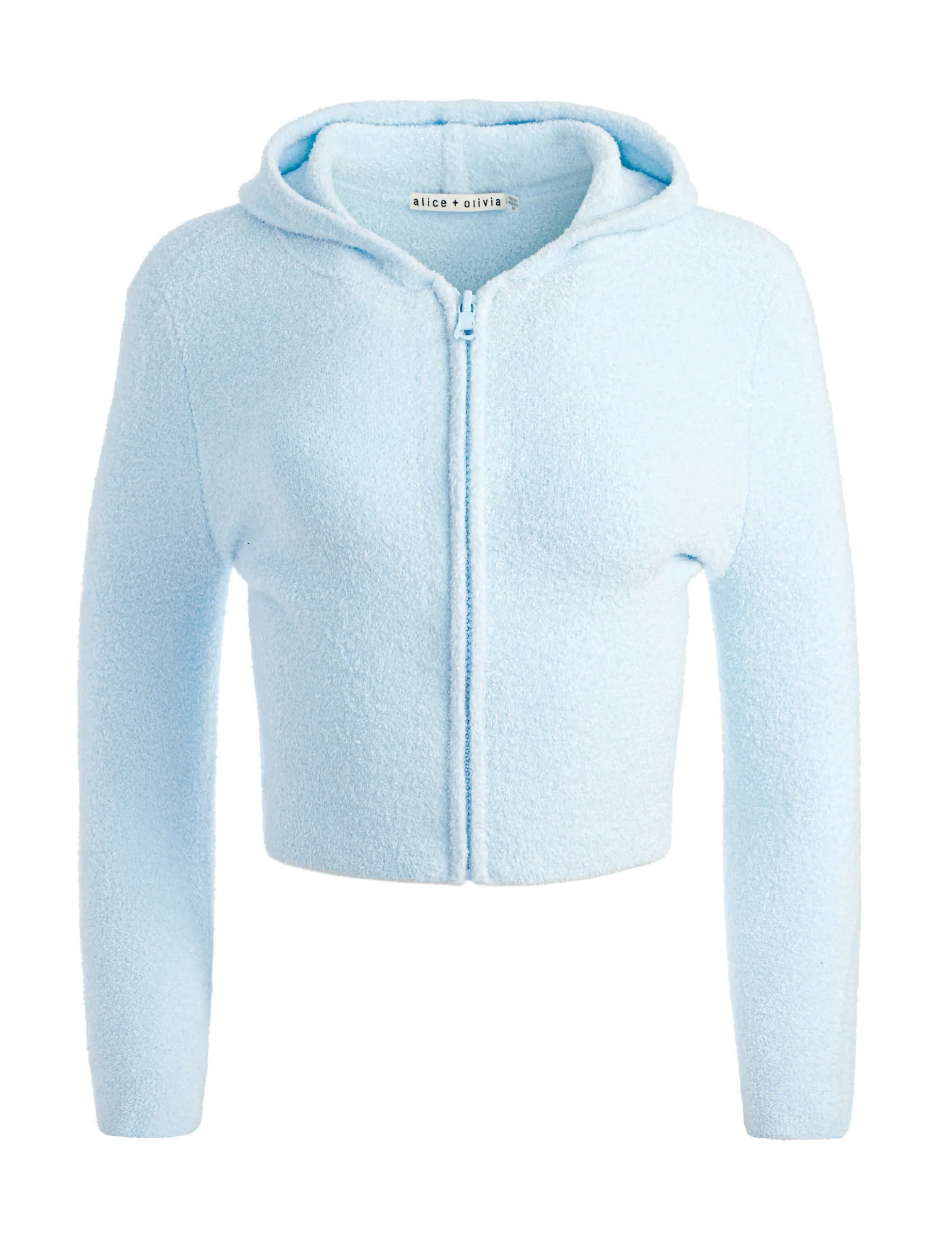 Alice and Olivia LIDELL CROPPED ZIP UP HOODIE LIGHT ICE*CLOTHING