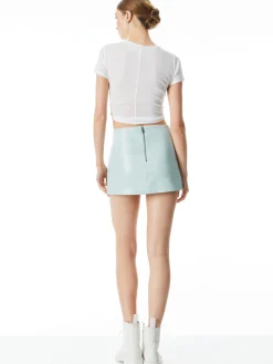 Alice and Olivia LILIA VEGAN LEATHER CROSSOVER SKIRT POWDER BLUE*FEATURED SHOPS | CLOTHING