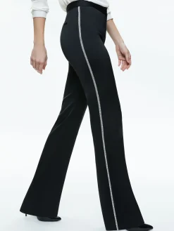 Alice and Olivia LIVI EMBELLISHED SIDE STRIPE PANT BLACK*CLOTHING