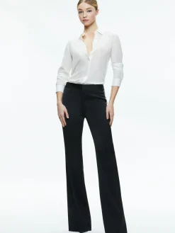 Alice and Olivia LIVI EMBELLISHED SIDE STRIPE PANT BLACK*CLOTHING