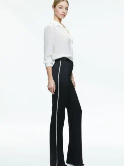 Alice and Olivia LIVI EMBELLISHED SIDE STRIPE PANT BLACK*CLOTHING