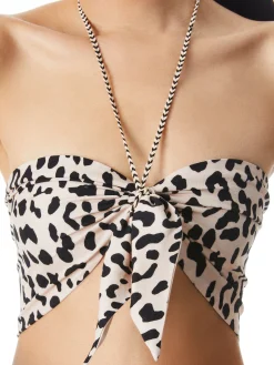 Alice and Olivia LIVIA HALTER TOP LEOPARD-SAND*CLOTHING