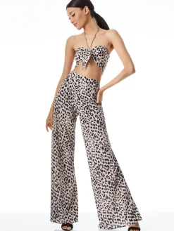 Alice and Olivia LIVIA HALTER TOP LEOPARD-SAND*CLOTHING
