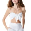 Alice and Olivia LIVIA TIE FRONT HALTER TOP *CLOTHING
