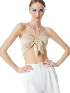 Alice and Olivia LIVIA TIE FRONT HALTER TOP *CLOTHING