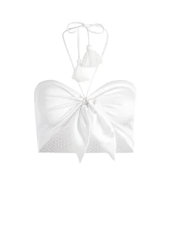 Alice and Olivia LIVIA TIE FRONT HALTER TOP *CLOTHING