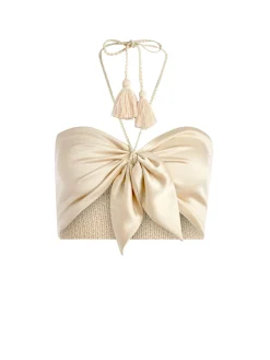 Alice and Olivia LIVIA TIE FRONT HALTER TOP *CLOTHING