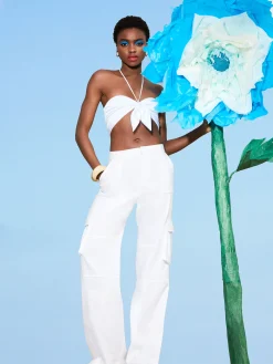 Alice and Olivia LIVIA TIE FRONT HALTER TOP *CLOTHING