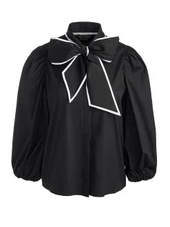 Alice and Olivia LOU BOW BUTTON DOWN BLACK/OFF WHITE*FEATURED SHOPS | FEATURED SHOPS | CLOTHING
