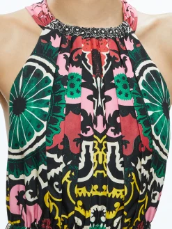 Alice and Olivia LOYCE TWIST BACK RUFFLE MAXI DRESS MONARCH BLACK MEDIUM*DRESSES | DRESSES | CLOTHING