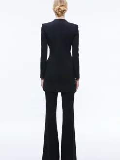 Alice and Olivia LUCIEN CURVED V-NECK FITTED BLAZER BLACK*CLOTHING | CLOTHING