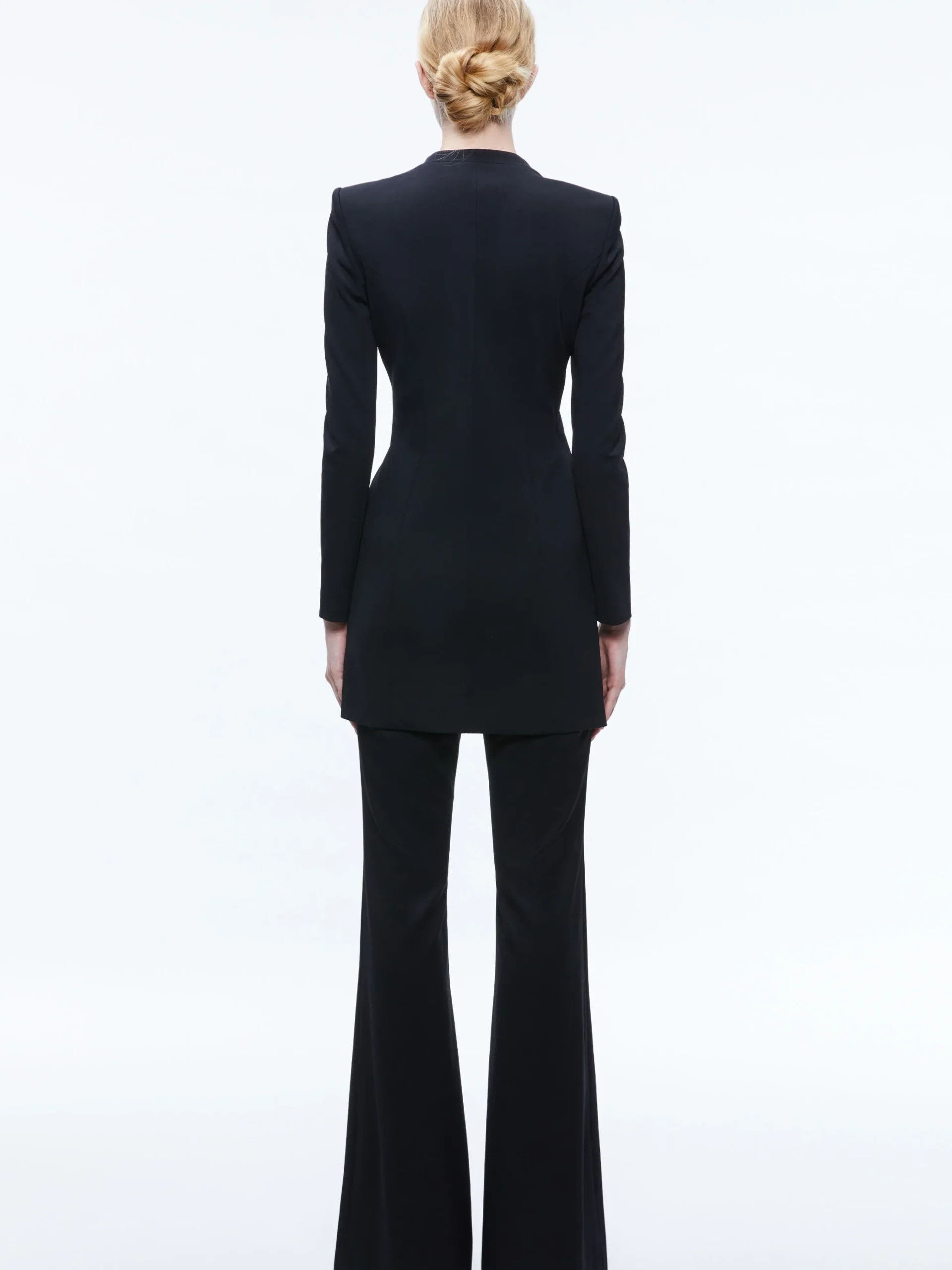 Alice and Olivia LUCIEN CURVED V-NECK FITTED BLAZER BLACK*CLOTHING | CLOTHING