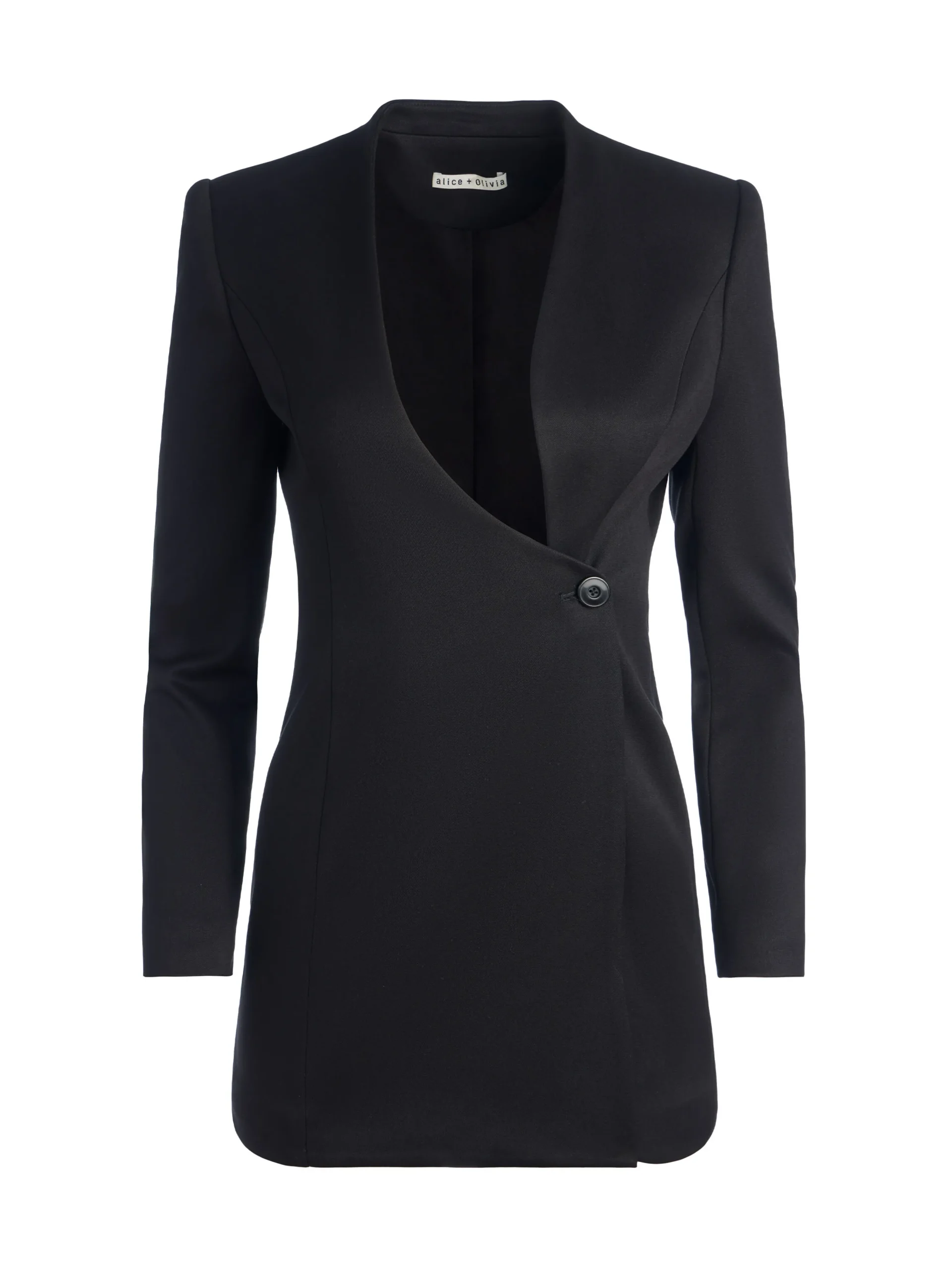 Alice and Olivia LUCIEN CURVED V-NECK FITTED BLAZER BLACK*CLOTHING | CLOTHING