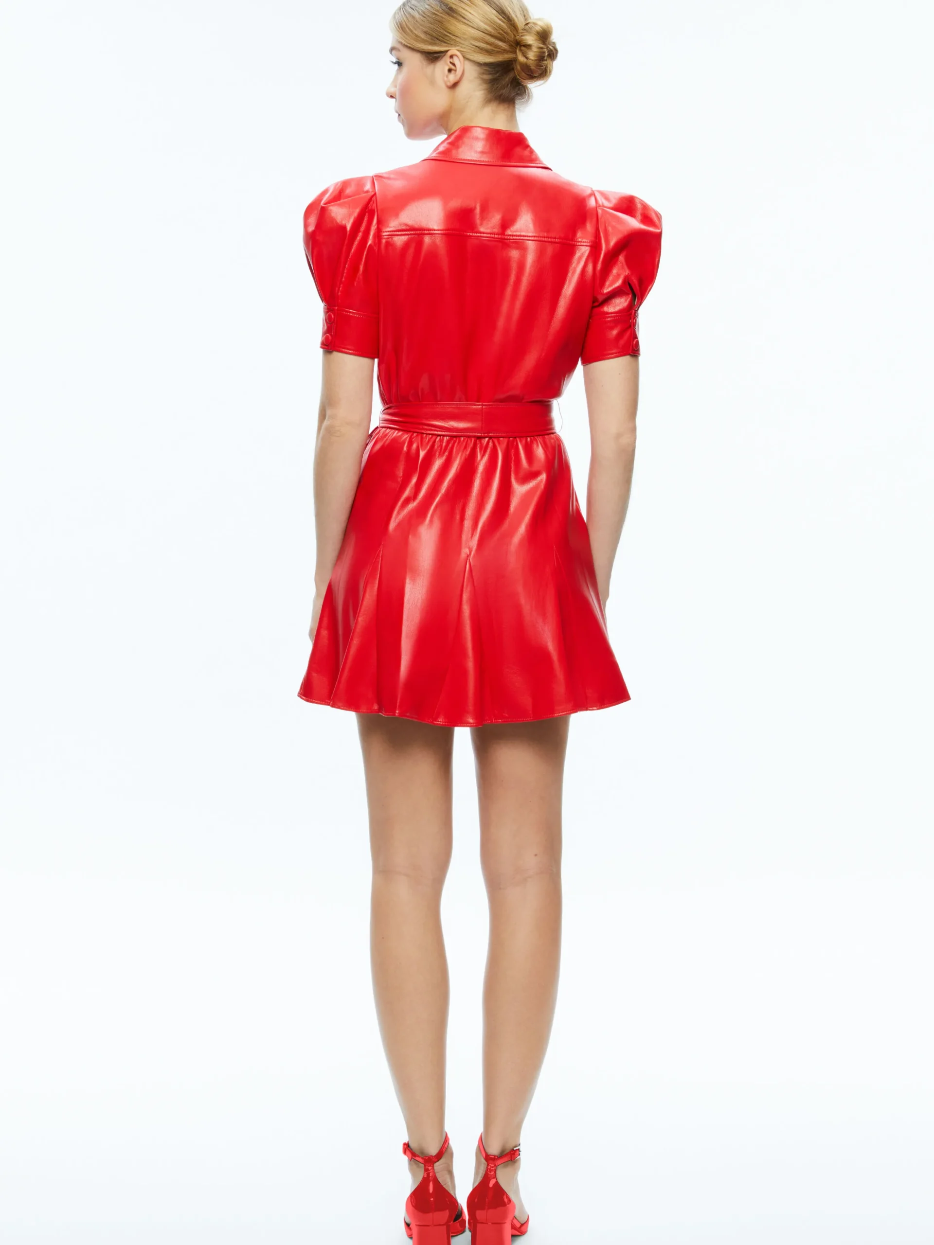 Alice and Olivia LURLENE SHORT SLEEVE VEGAN LEATHER MINI DRESS *FEATURED SHOPS | FEATURED SHOPS | DRESSES | CLOTHING