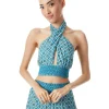 Alice and Olivia LYNDON CROSS FRONT HALTER TOP WASHED GEO*CLOTHING