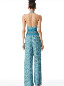 Alice and Olivia LYNDON CROSS FRONT HALTER TOP WASHED GEO*CLOTHING