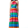 Alice and Olivia LYNDON CROSS FRONT MAXI DRESS CABO STRIPE*DRESSES | CLOTHING