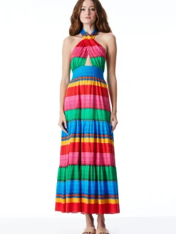 Alice and Olivia LYNDON CROSS FRONT MAXI DRESS CABO STRIPE*DRESSES | CLOTHING