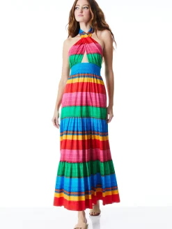 Alice and Olivia LYNDON CROSS FRONT MAXI DRESS CABO STRIPE*DRESSES | CLOTHING
