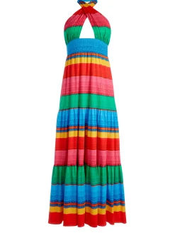 Alice and Olivia LYNDON CROSS FRONT MAXI DRESS CABO STRIPE*DRESSES | CLOTHING