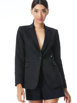 Alice and Olivia MACEY FITTED NOTCH COLLAR BLAZER + DONALD HIGH WAIST SHORT- BLACK *CLOTHING