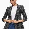 Alice and Olivia MACEY FITTED NOTCH COLLAR BLAZER BLACK/WHITE*CLOTHING