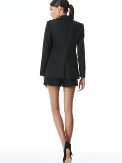 Alice and Olivia MACEY FITTED NOTCH COLLAR BLAZER + DONALD HIGH WAIST SHORT- BLACK *CLOTHING