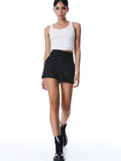 Alice and Olivia MACEY FITTED NOTCH COLLAR BLAZER + DONALD HIGH WAIST SHORT- BLACK *CLOTHING