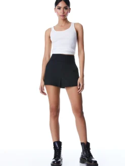 Alice and Olivia MACEY FITTED NOTCH COLLAR BLAZER + DONALD HIGH WAIST SHORT- BLACK *CLOTHING